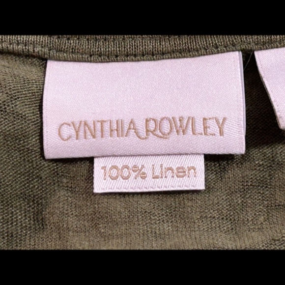 Summer 100% Linen! Cynthia Rowley, Long Sleeve Top/Tee Green Size L - Picture 7 of 13